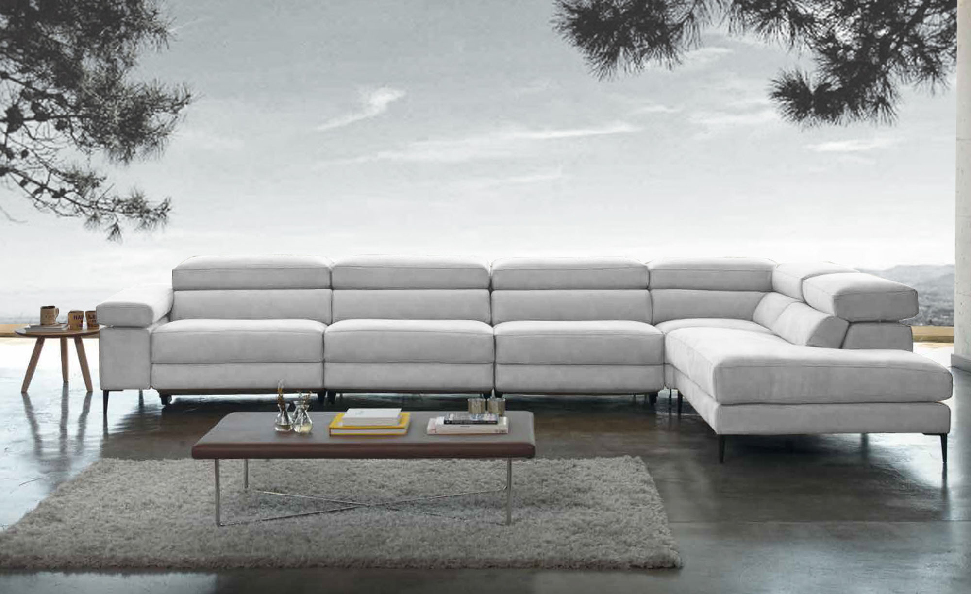 Sofá grande de 5 plazas chaiselongue con brazo reclinable - Arin y Embil