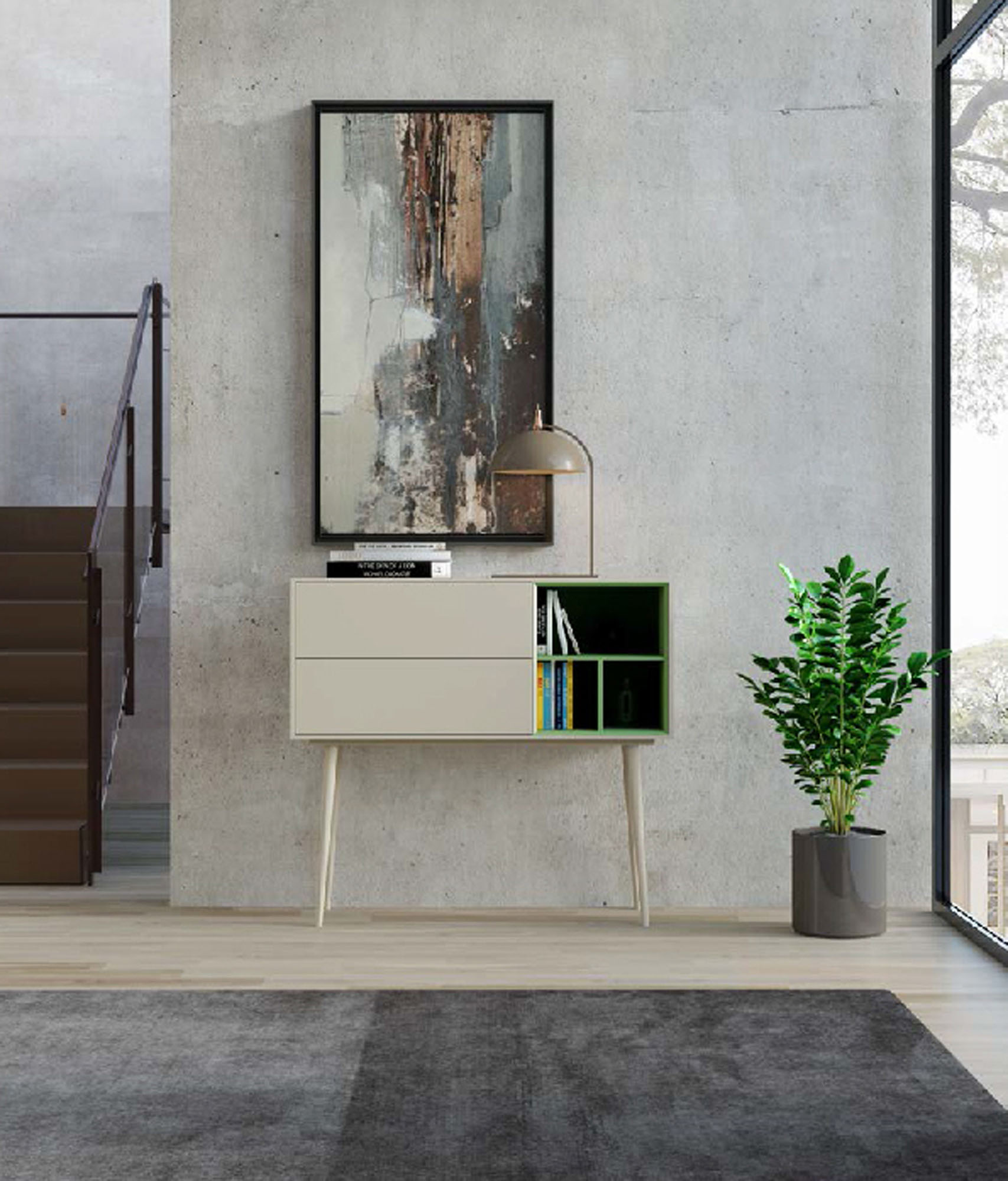 Consolas auxiliares de diseño con cajones y baldas - Arin y Embil