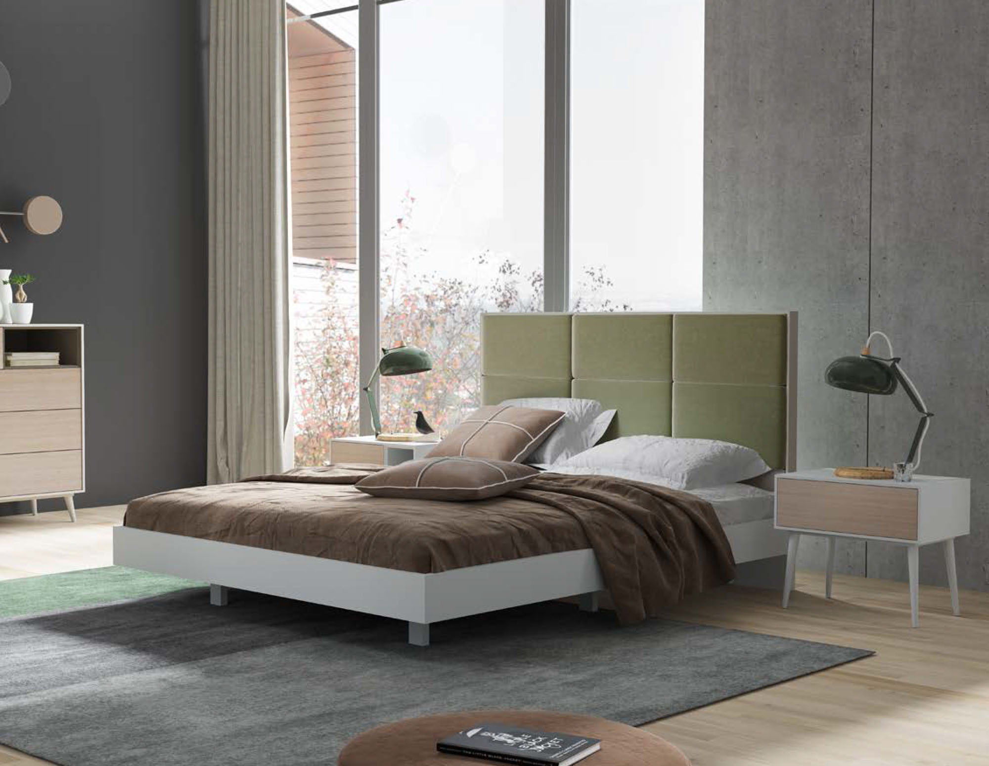Dormitorio con cabecero tapizado - Arin y Embil : Arin y Embil