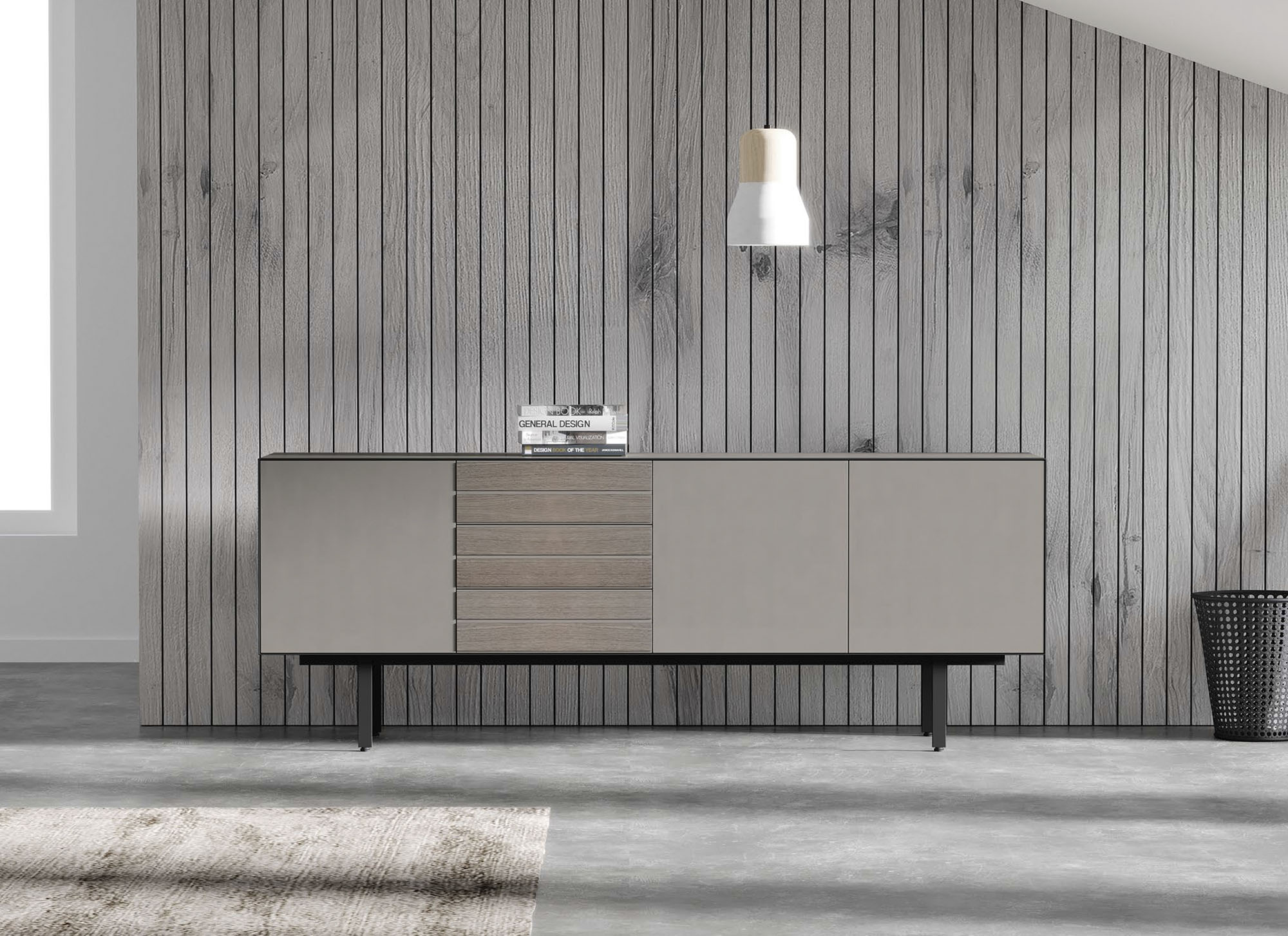 aparador de salón en madera gris - Arin y Embil