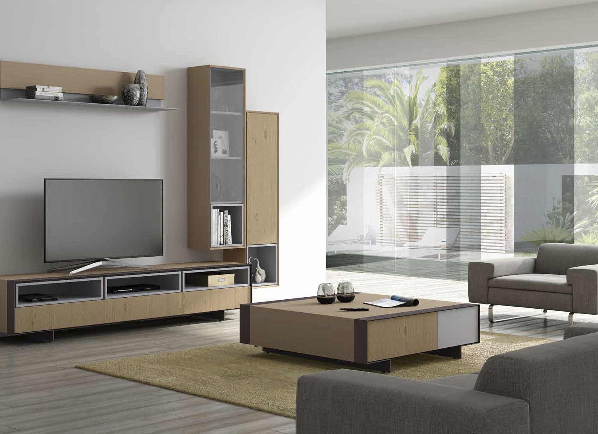 Composición de muebles madera maciza para salón - Arin y Embil