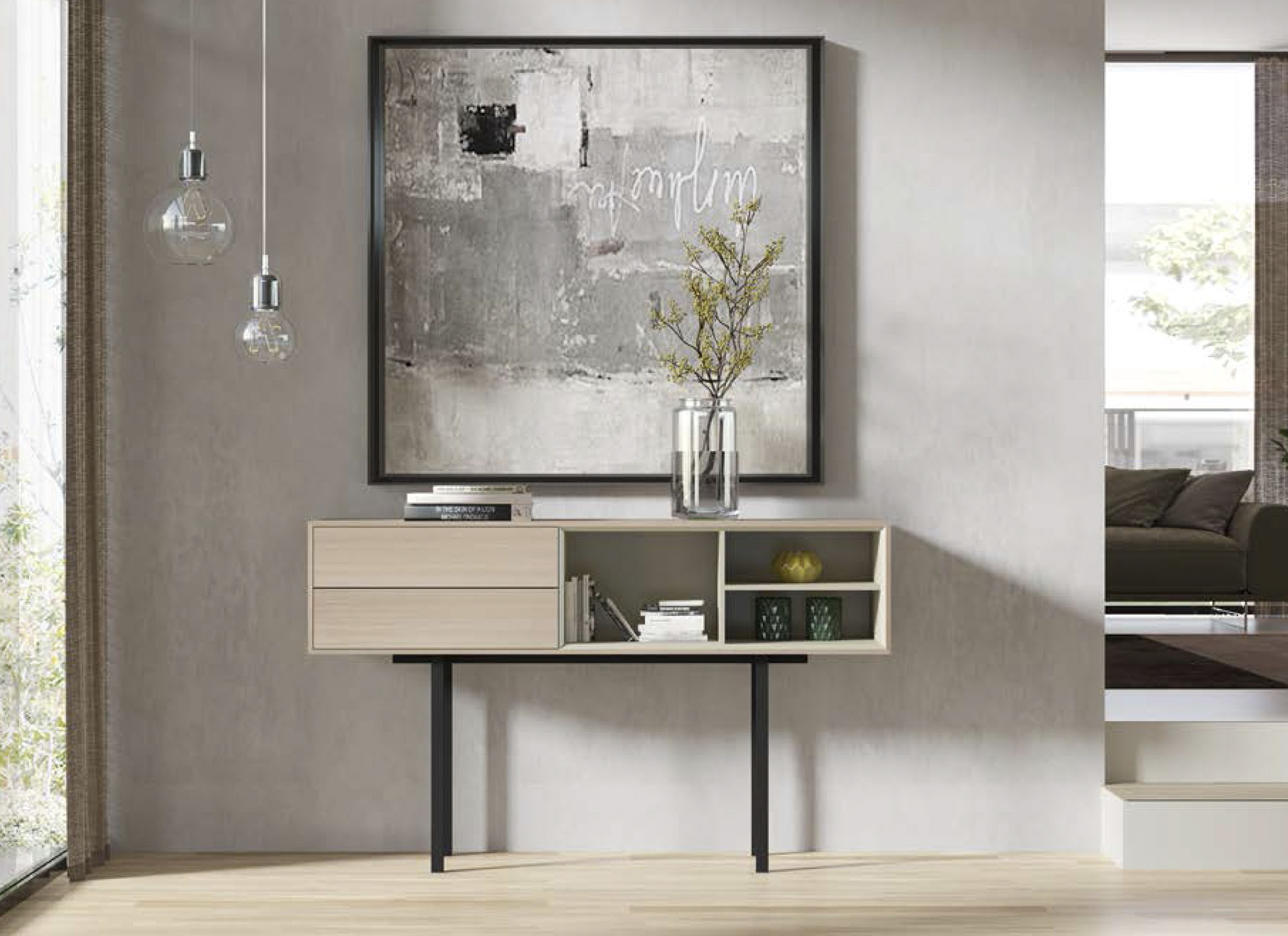 Consola rectangular de madera y hierro - Arin y Embil