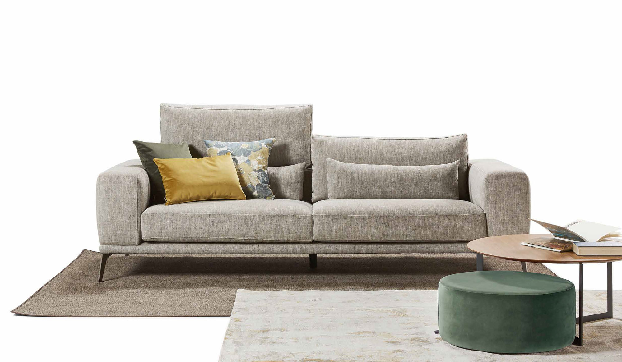 Sofá 2 plazas de diseño con patas y respaldo antideslizante - Arin y Embil